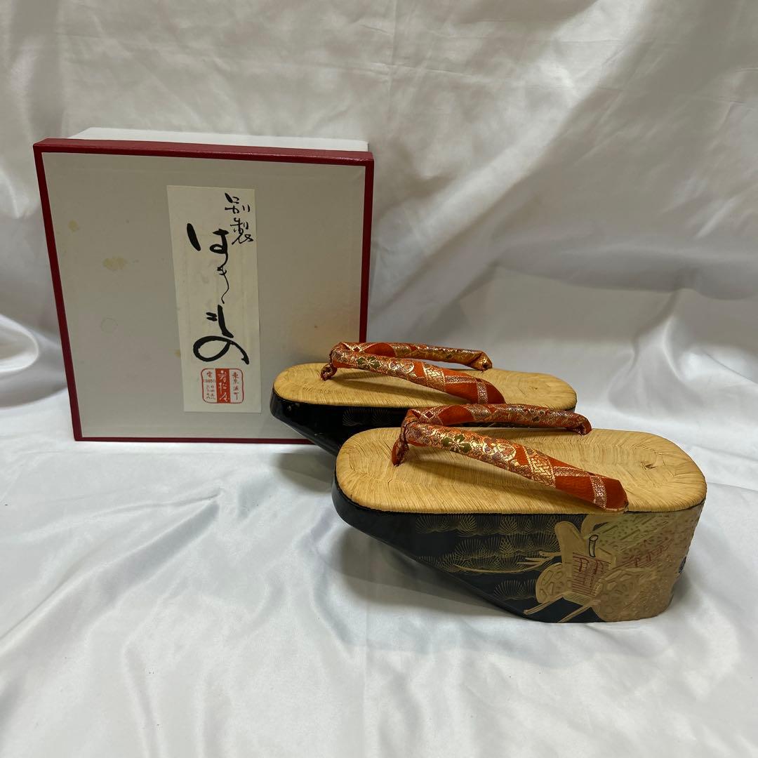 美品　七五三　高級黒地塗り　ぽっくり　鈴付き