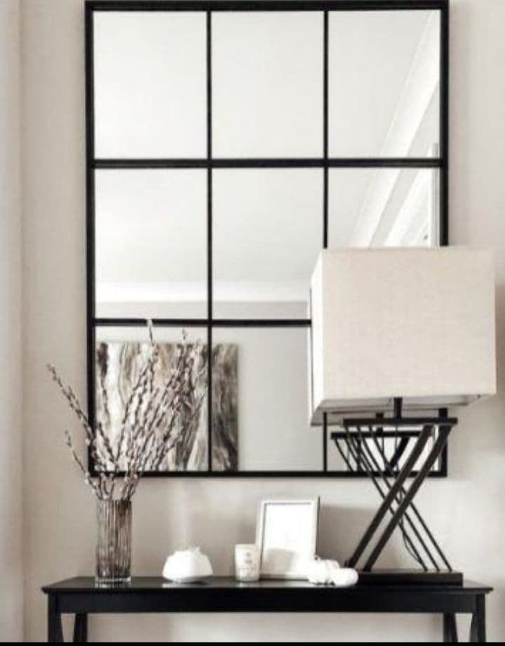 壁掛け鏡　格子デザイン　格子　海外風　インテリア　立て掛け　　9枚ミラー