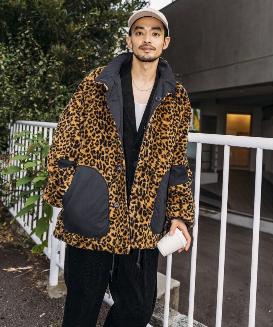 ビッグシルエット スタンドネック リバーシブル ボアブルゾン/ナイロンブルゾン