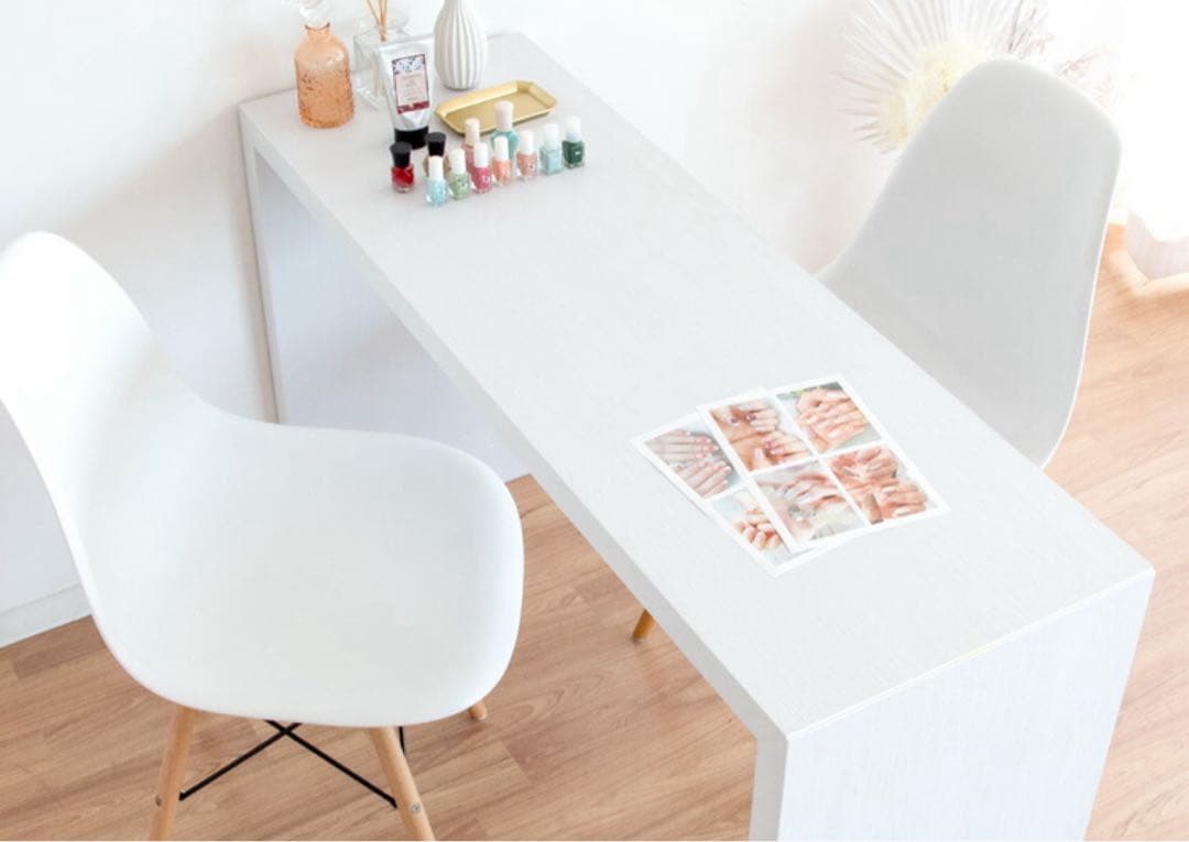 シンプルデスク　ホワイト　カウンターデスク　ワークデスク　コの字型デスク