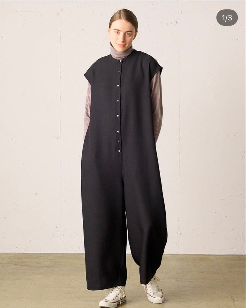 新品タグ付♪MidiUmi リサイクル ブラックノースリーブオールインワン
