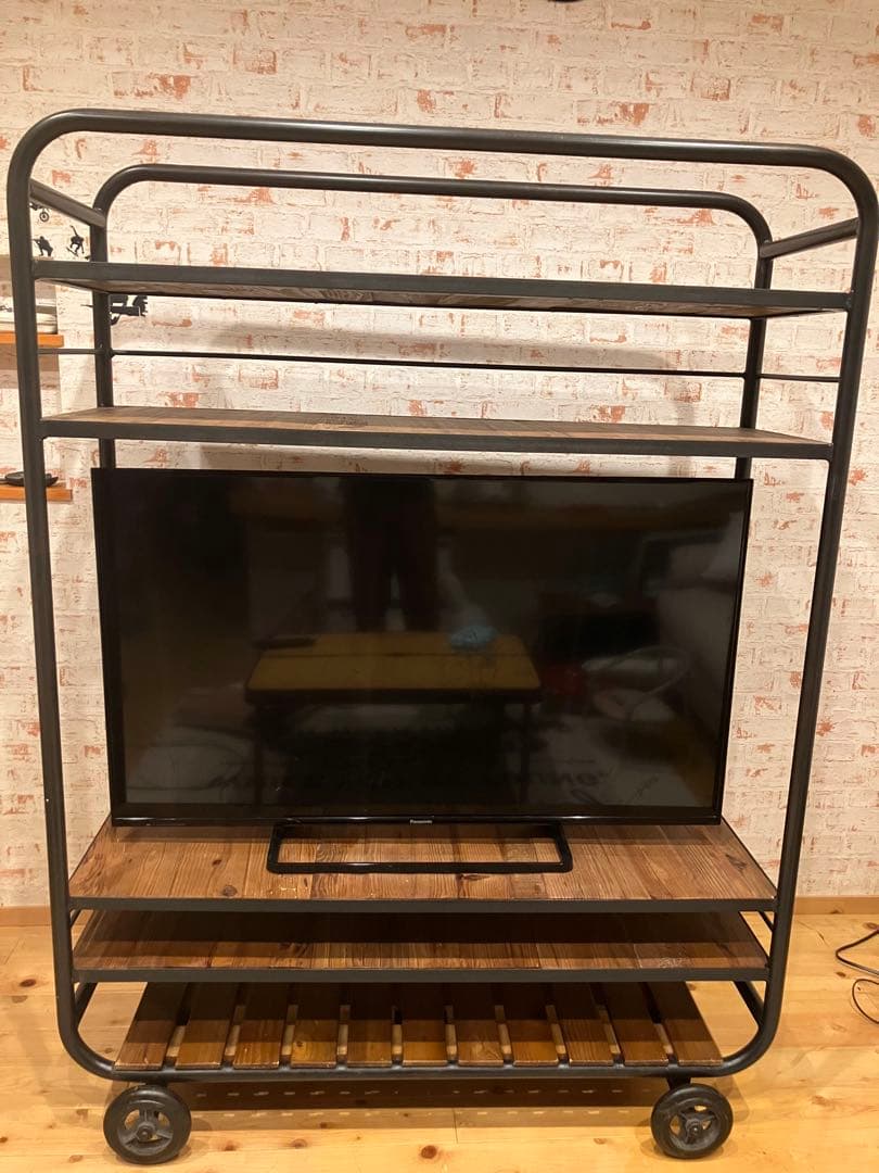 メタルラック 4段 木製棚付き