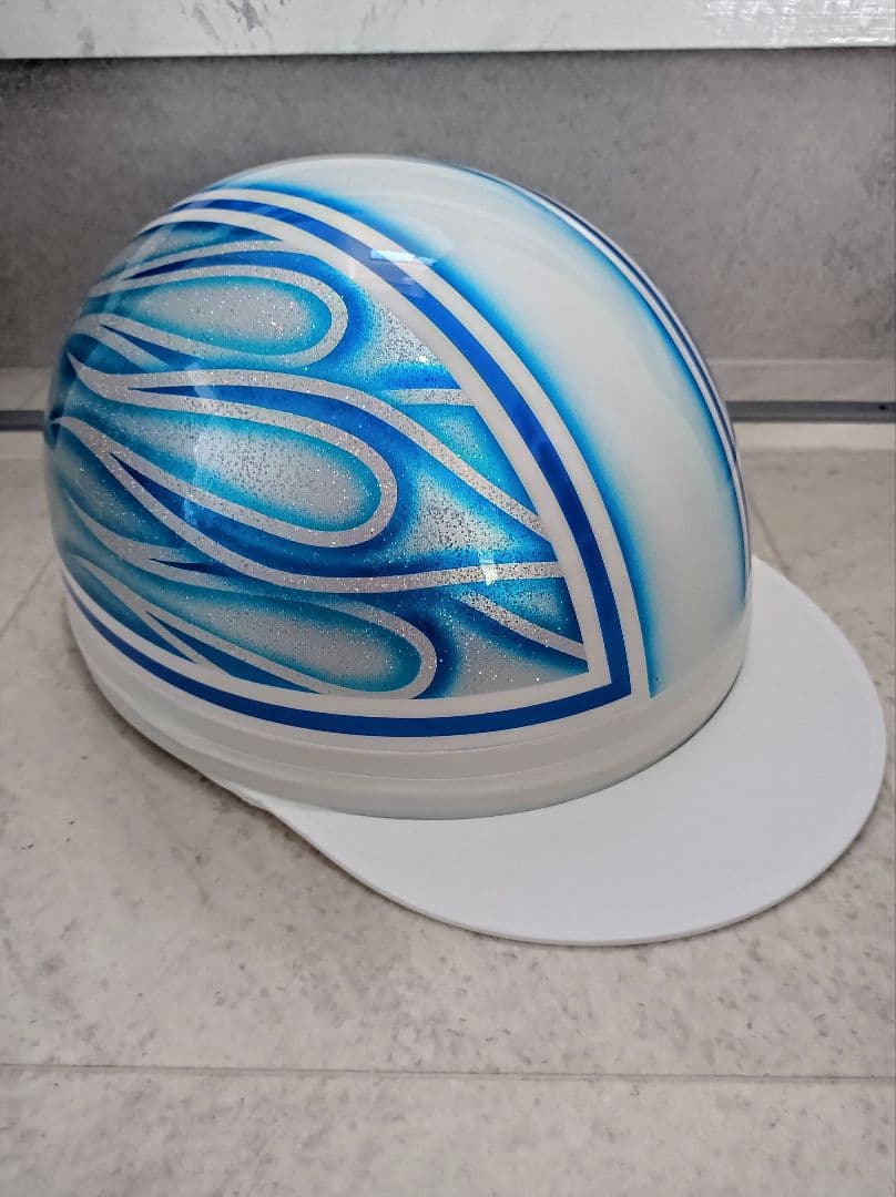 カスタムコルク半　白✘Candyブルーファイヤー　七色ラメ