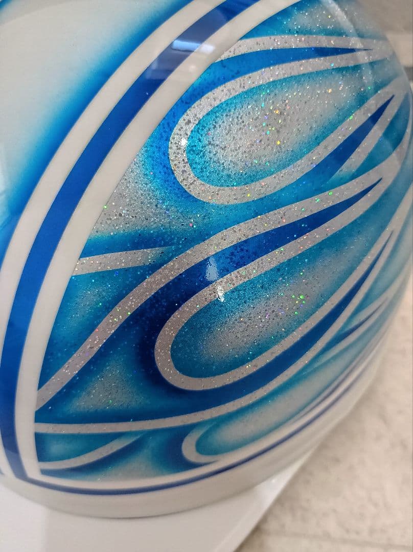 カスタムコルク半　白✘Candyブルーファイヤー　七色ラメ