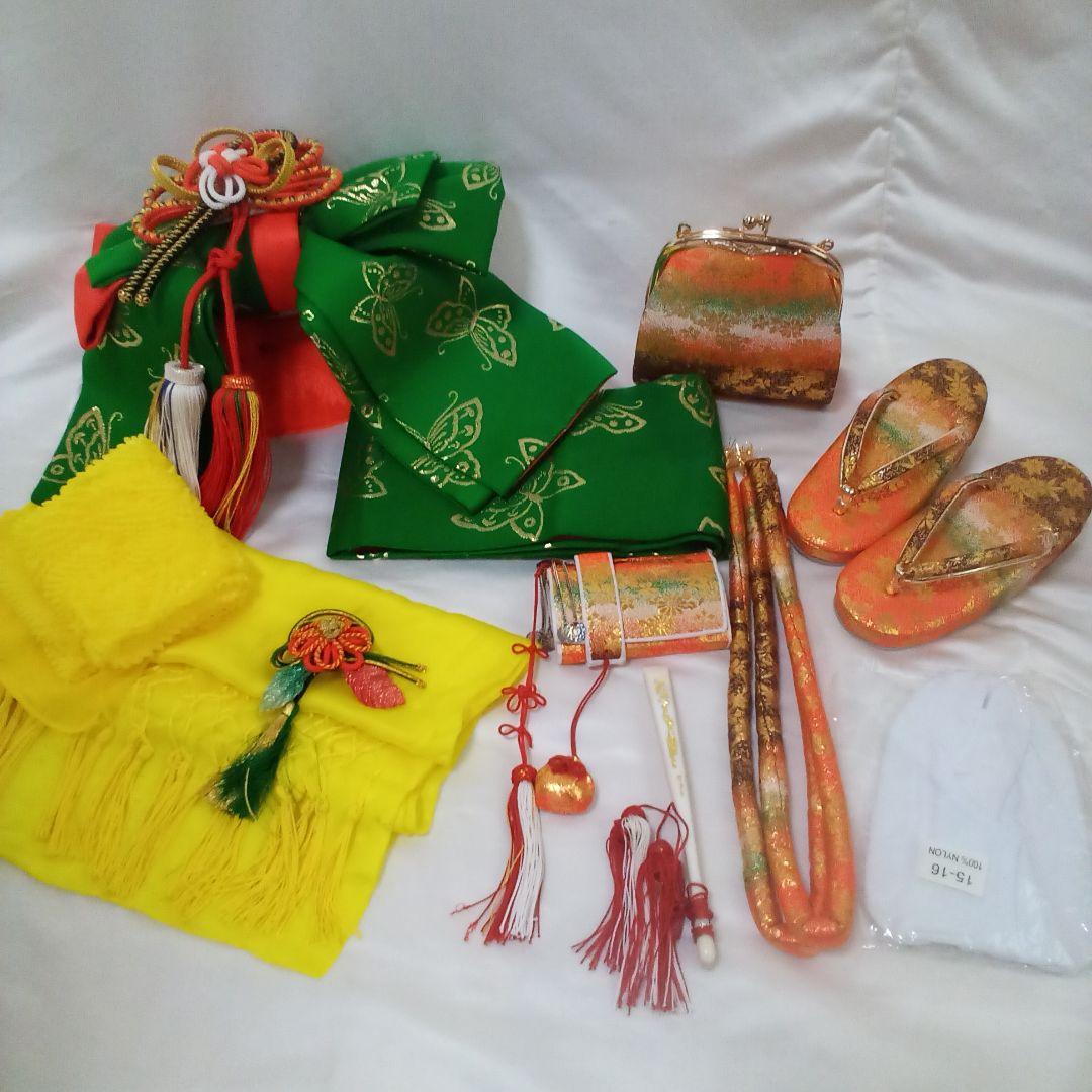 【七五三3～５歳】絵羽模様　★作り帯セット★筥迫セット　★髪飾り★足袋草履バッグ