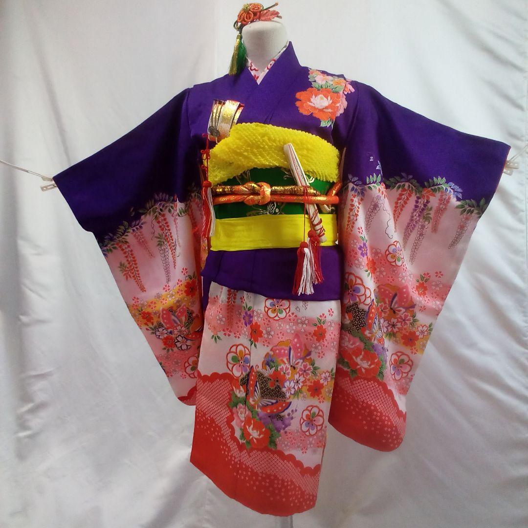 【七五三3～５歳】絵羽模様　★作り帯セット★筥迫セット　★髪飾り★足袋草履バッグ