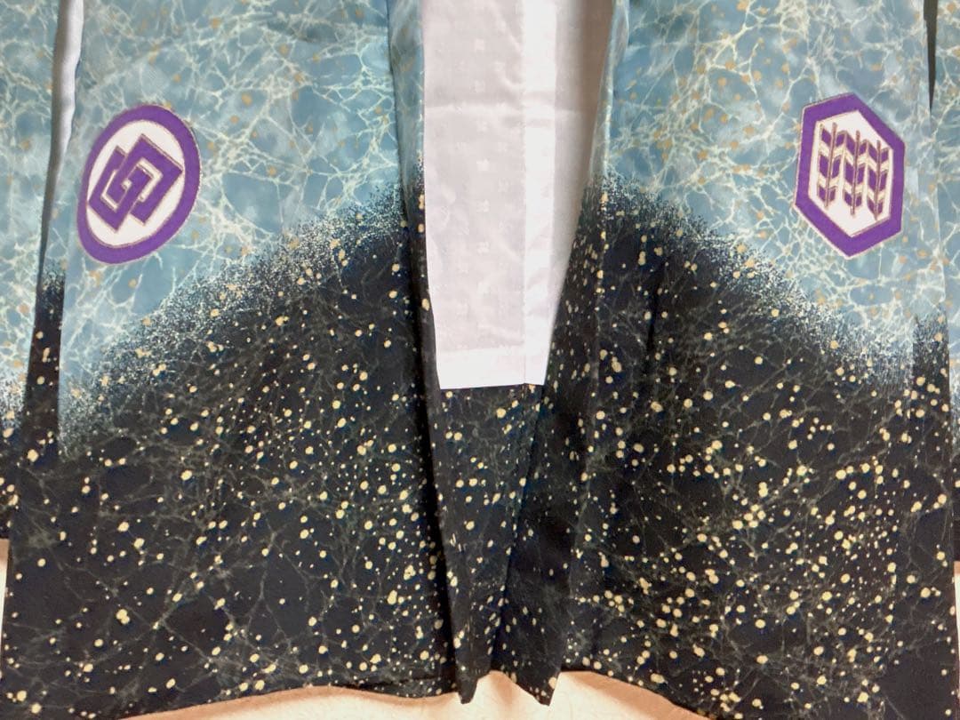 (七五三)3歳の男の子、3点セット羽織、緑色に黒のグラデーションが美しい6525