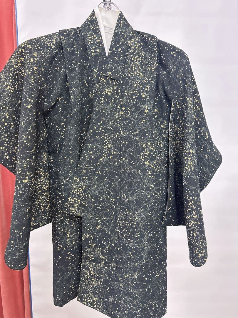 (七五三)3歳の男の子、3点セット羽織、緑色に黒のグラデーションが美しい6525