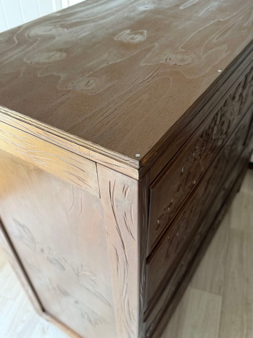 伝統工芸品 軽井沢彫 サイドボード アンティーク リメイク