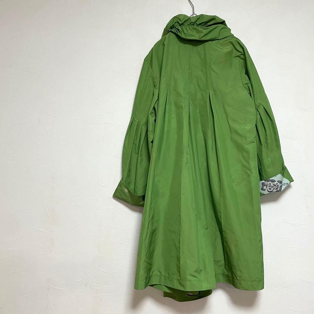 トクコプルミエヴォル 薄手コート ロング丈 フリル アウター グリーン M