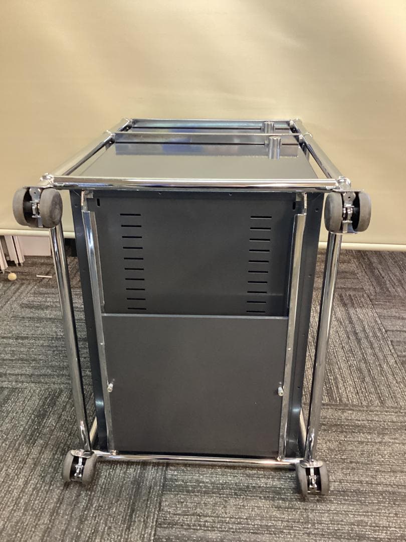 鍵付き　USMハラー　ロールボーイ　２段　デスクワゴン　アントラサイト　E　★