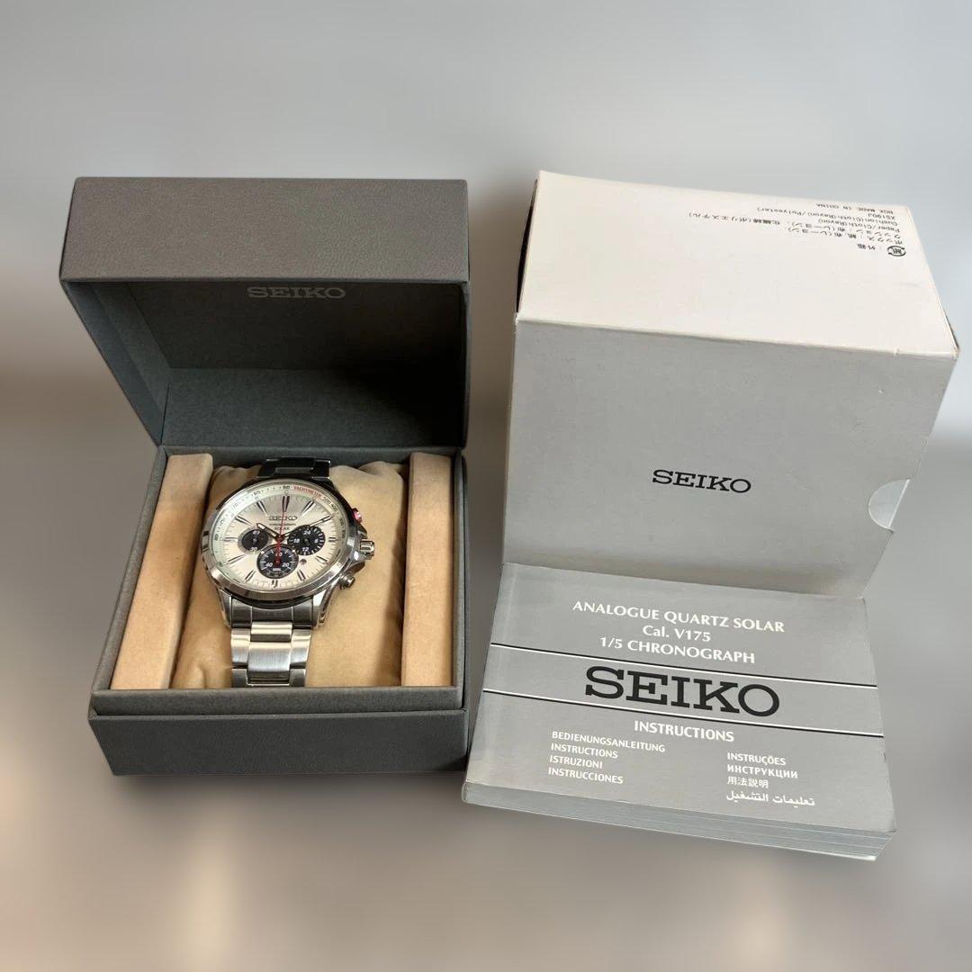 SEIKO アナログクォーツソーラー クロノグラフ V175-0DM0 腕時計