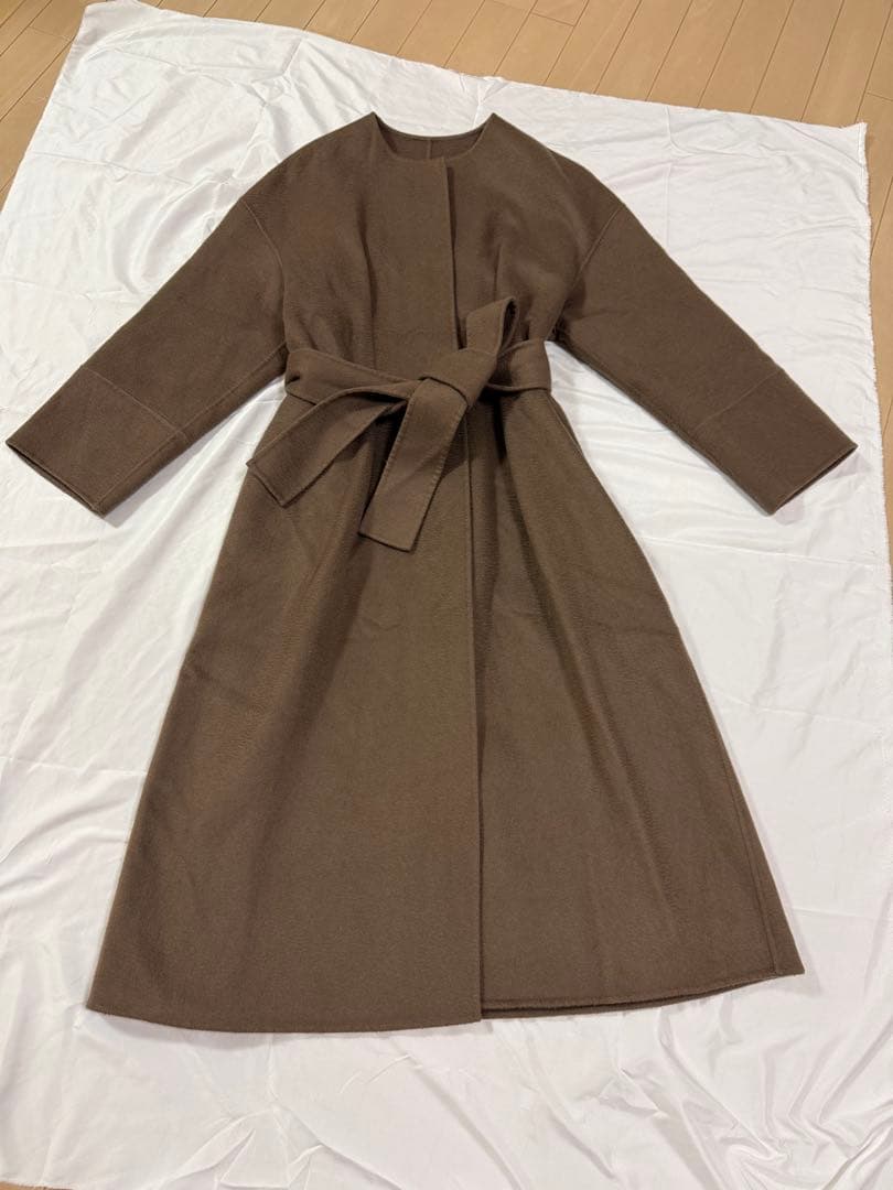 アナイ　カシミアウールリバーコート カシミヤ混 ノーカラーコート　ロングコート