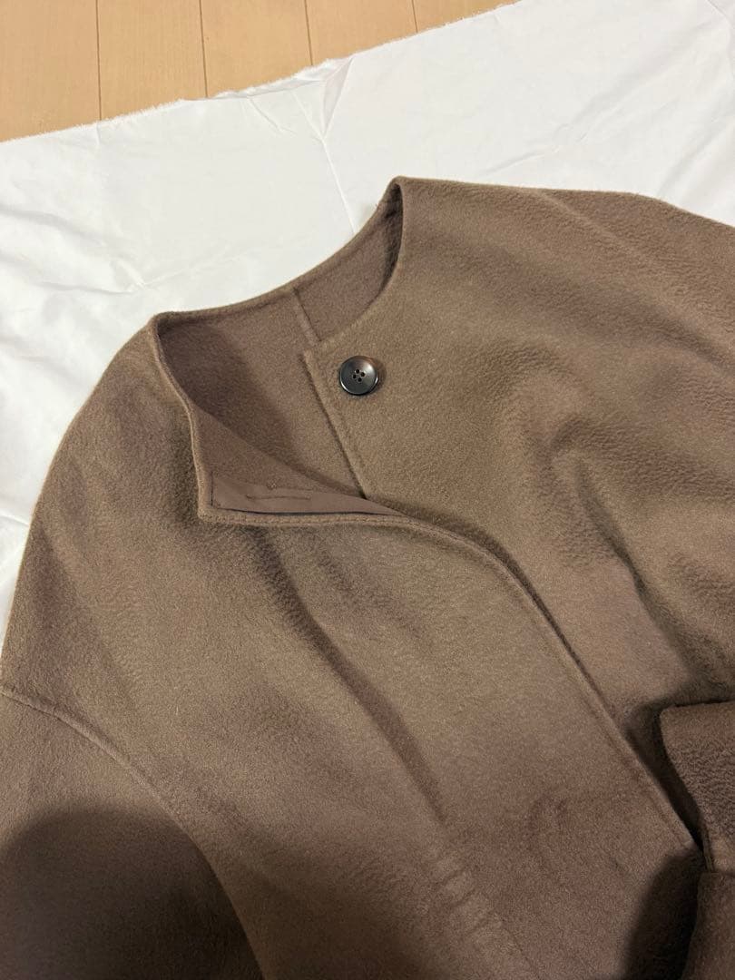 アナイ　カシミアウールリバーコート カシミヤ混 ノーカラーコート　ロングコート