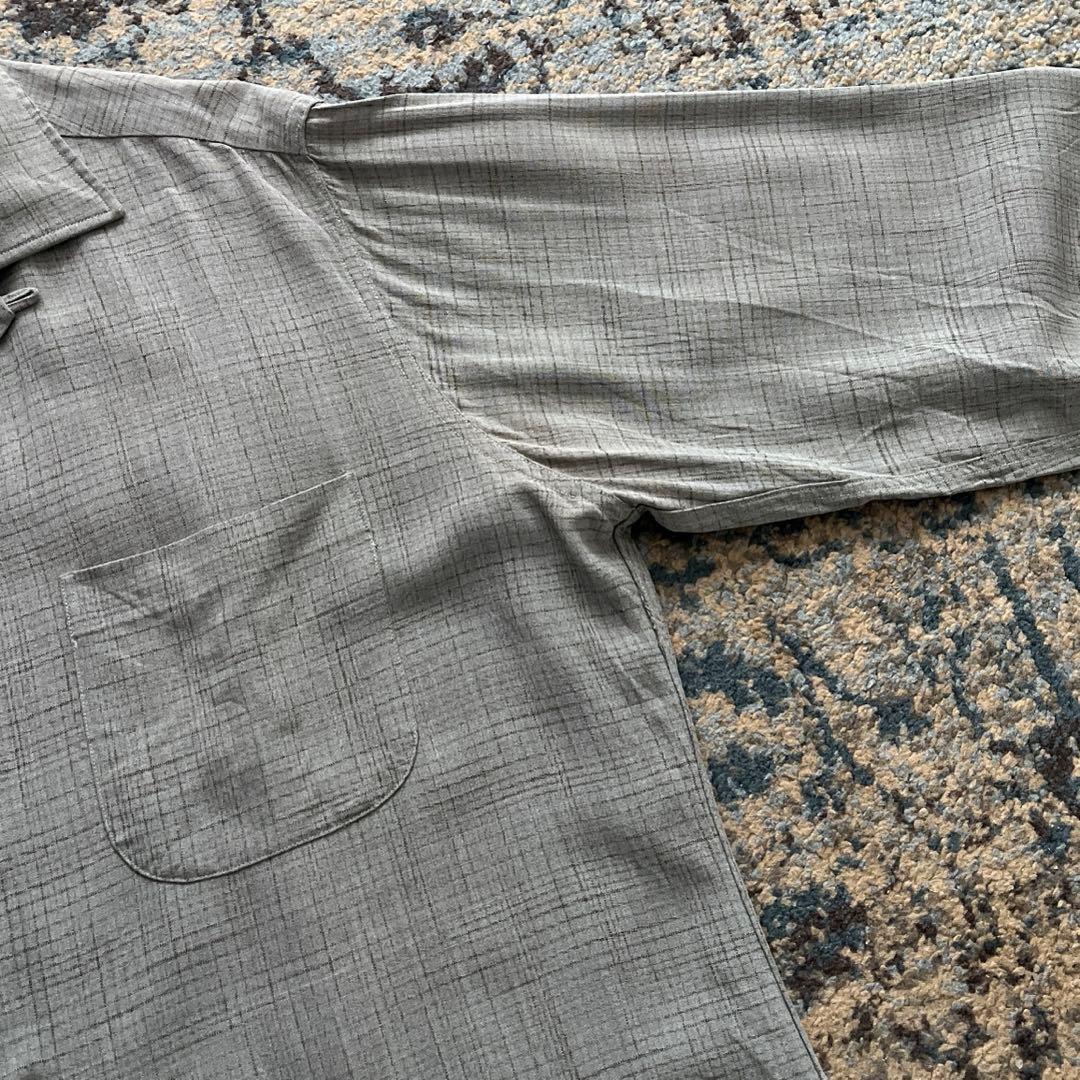 60s レーヨン シャツ カスリ オープンカラー 検 50s 40sヴィンテージ