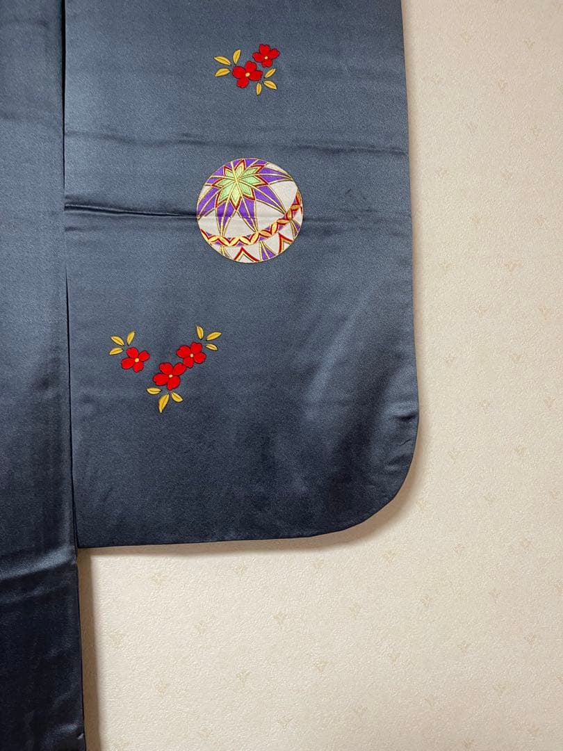 七五三用グレー花柄着物　なのは