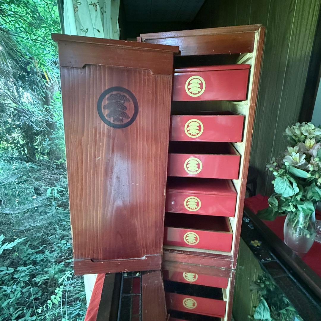 2212様感謝‼️「松」JAPAN 特産　輪島 蒔絵五段重二枚蓋　欅春慶塗り木箱入