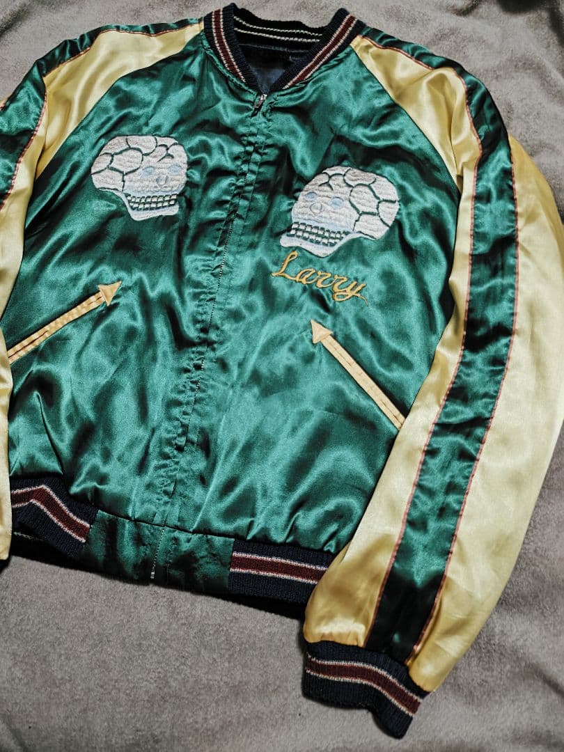 テーラー東洋２面用 龍スカル ワシ 日本限定 スカジャン vintage　サテン