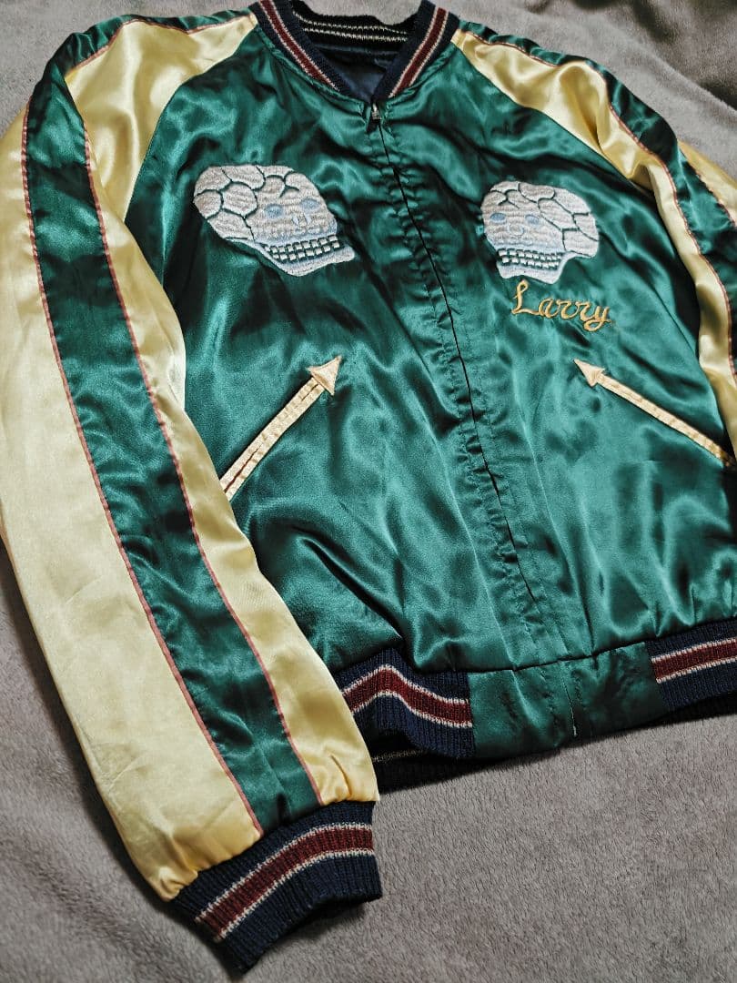 テーラー東洋２面用 龍スカル ワシ 日本限定 スカジャン vintage　サテン