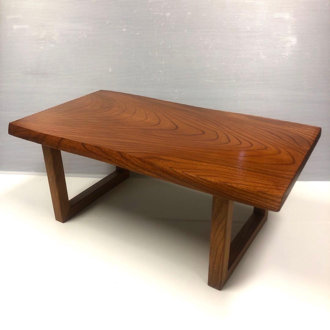 欅一枚板　座卓用木製置脚付　花台文机座卓　板サイズ約68×38×厚さ2.7cm