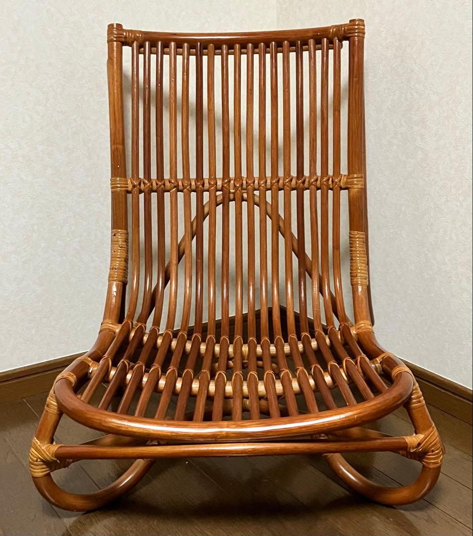 ラタン椅子 美品 ヴィンテージ (中古) 籐家具 和モダン 昭和 美しい曲線美