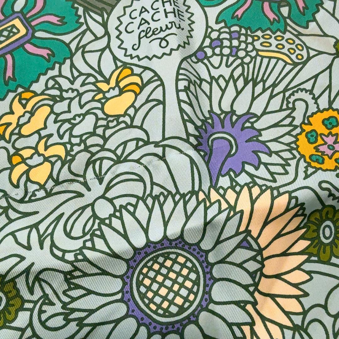 ◇エルメス◇シルク/カレ90/カシュ・カシュ・フルリ/スカーフ/タグ付き