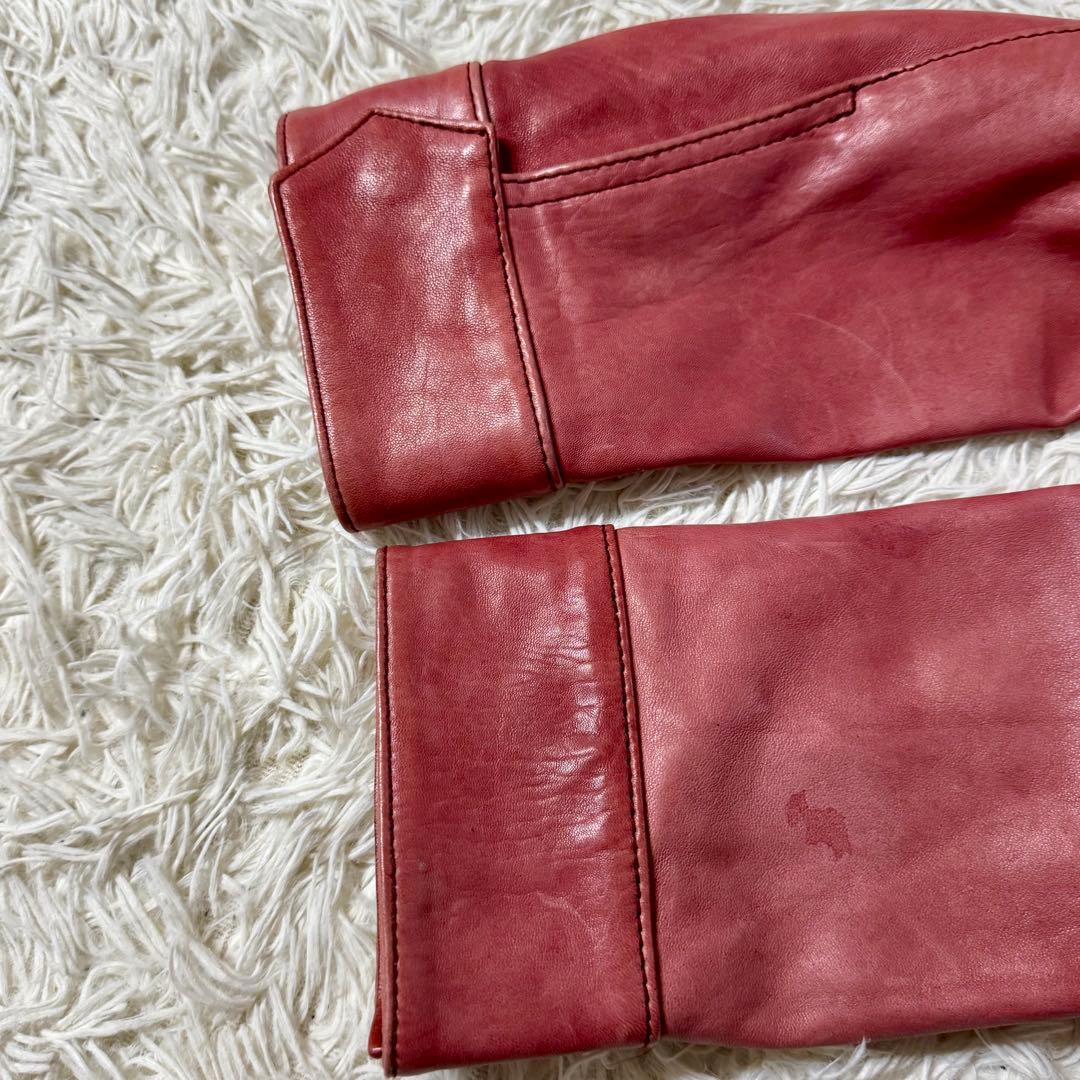 【希少】コレクティブ　ラムレザー　シングルライダース　ジャケット　レッド