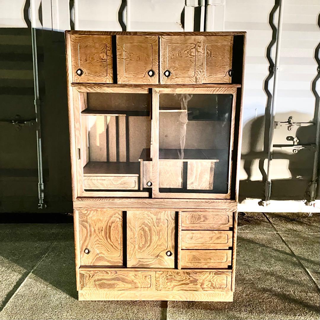 昭和レトロ アンティーク インテリア 古民家 茶箪笥 みせる収納家具