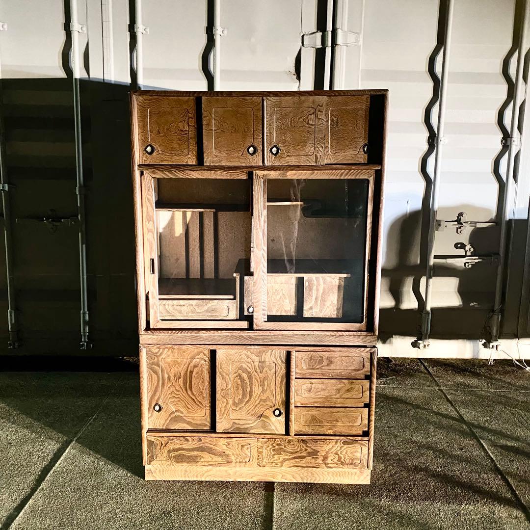 昭和レトロ アンティーク インテリア 古民家 茶箪笥 みせる収納家具