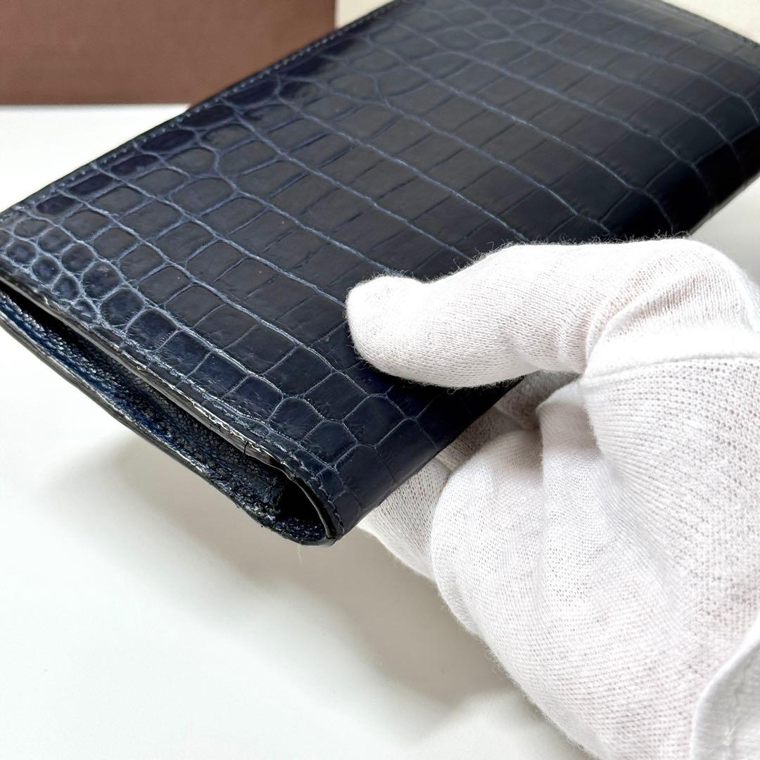 美品 ルイヴィトン クロコダイル 長財布 ポルトフォイユ ブラザ ネイビー 紺色