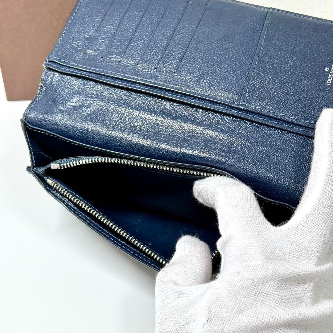 美品 ルイヴィトン クロコダイル 長財布 ポルトフォイユ ブラザ ネイビー 紺色