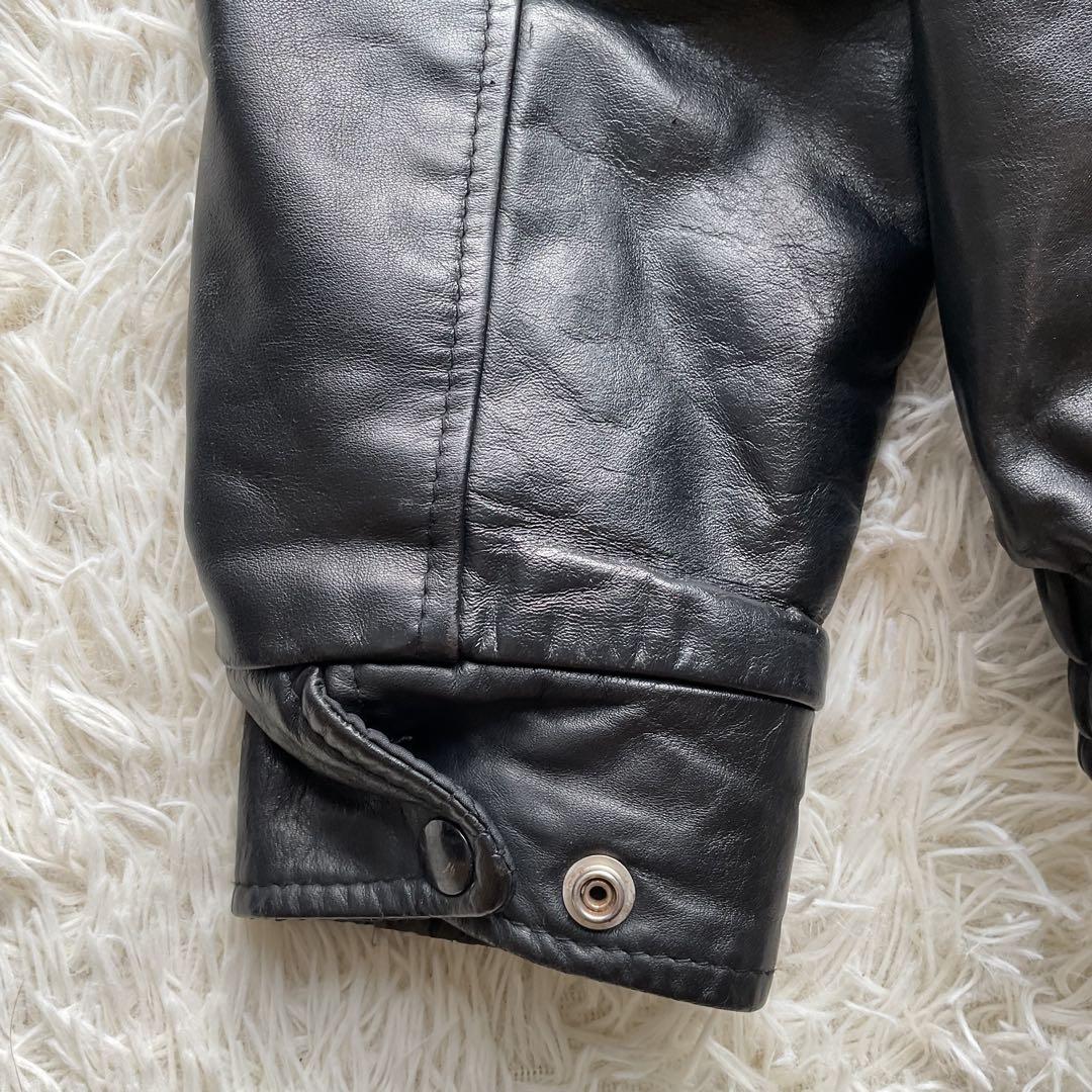 90's✨レザーコーチジャケット　スタジャン　本革　44 ブラック　ワッペン