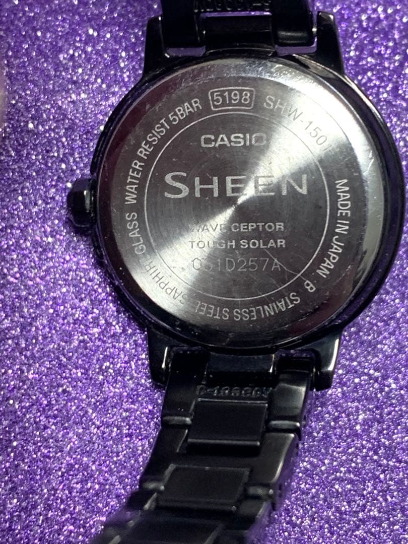 【美品】カシオソーラー電波時計SHW-1501BD-1AJFレディース