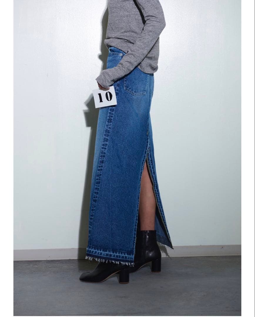 INSCRIRE フレアデニムロングスカート インディゴブルー