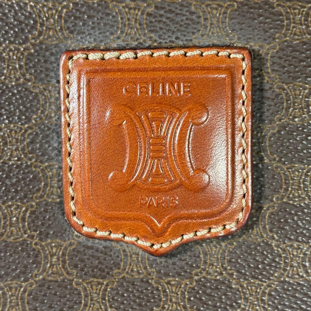 セリーヌ ボストンバッグ 大容量 ヴィンテージ マカダム トリオンフ ブラウン