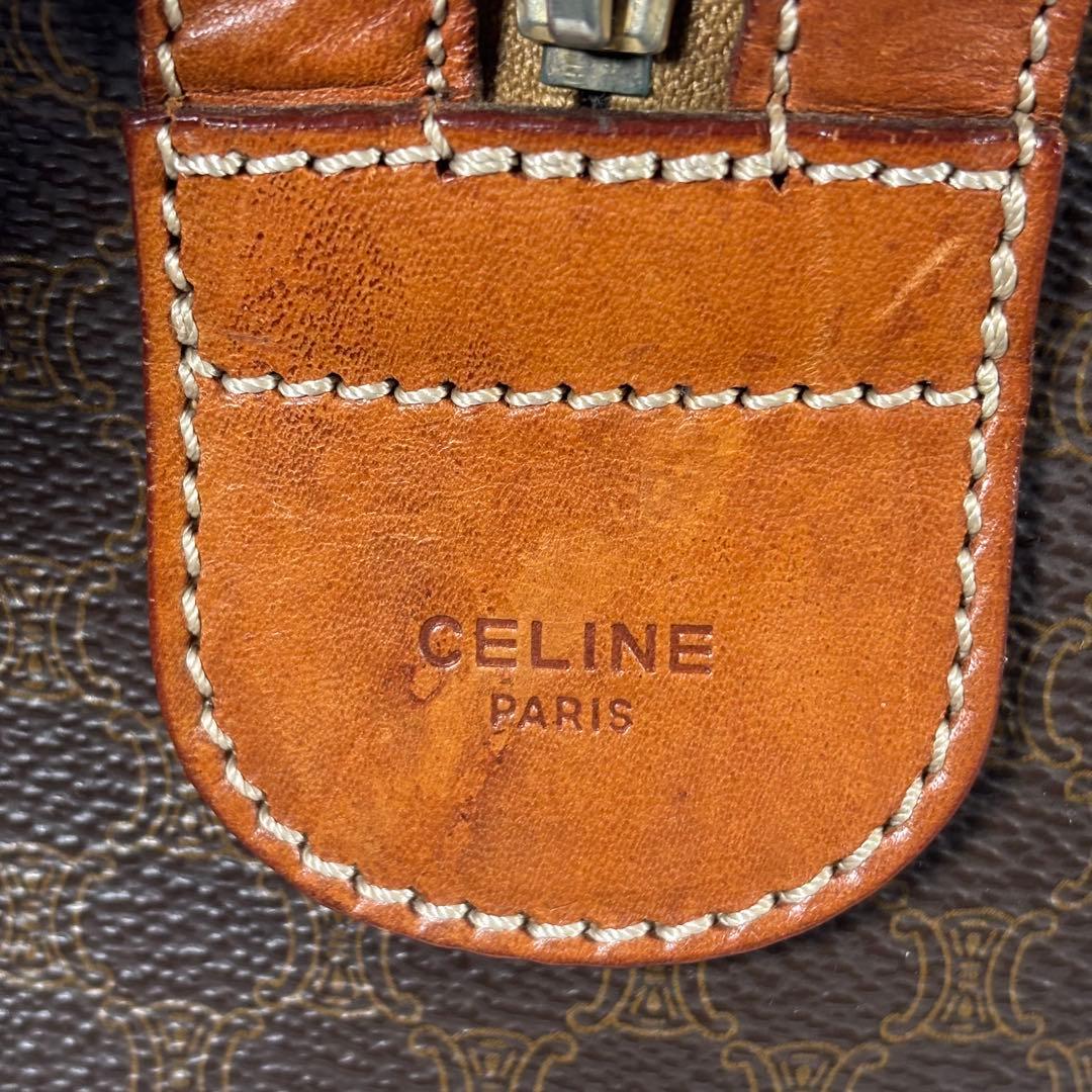 セリーヌ ボストンバッグ 大容量 ヴィンテージ マカダム トリオンフ ブラウン