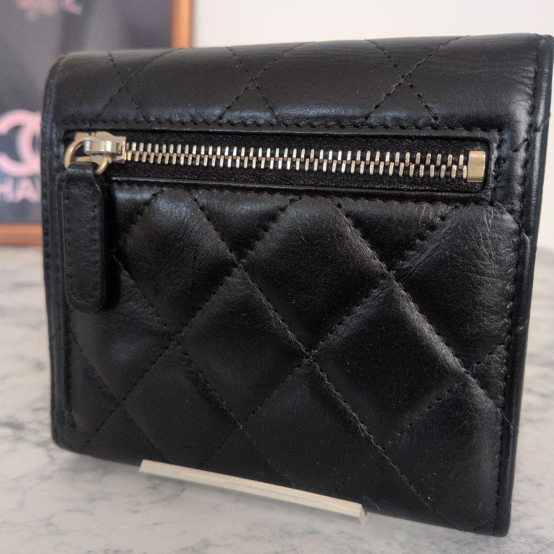 美品 シャネル マトラッセコンパクト財布 ココマーク パールウォレット