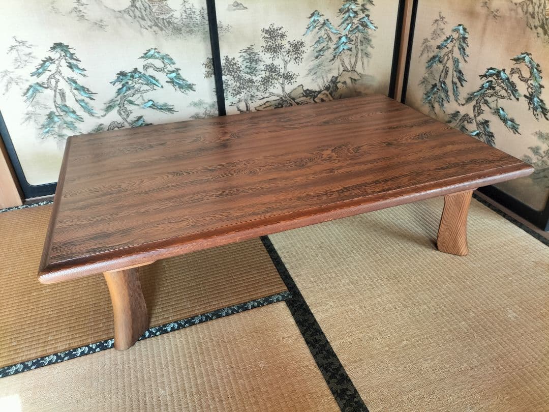 ダークブラウン　木製座卓 長方形 123 x 78 x 32 cm 折り畳み脚