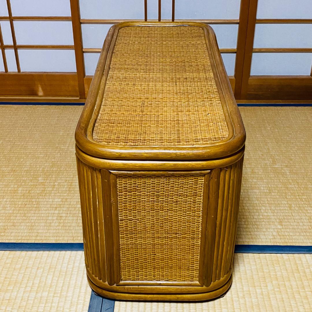 ラタン 籐 棚 チェスト 2段 4口 W90cm D37cm H41cm