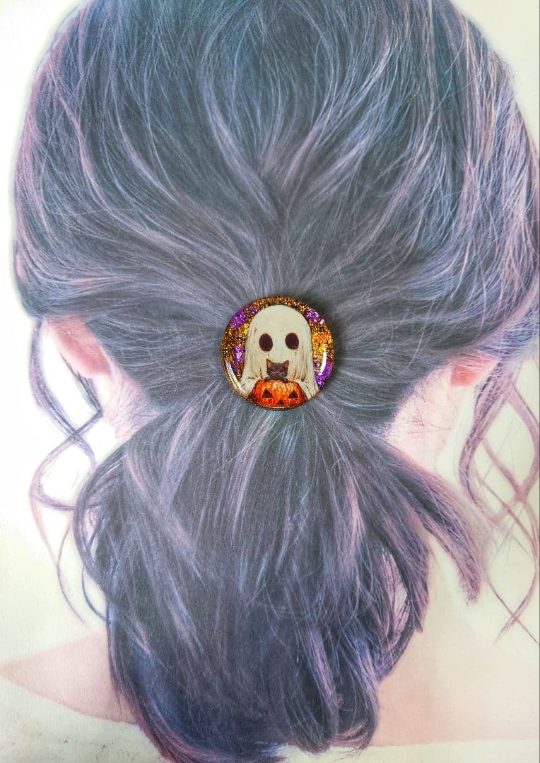 レジン　猫　ヘアゴム　ブローチ　ポニーフック　No.226