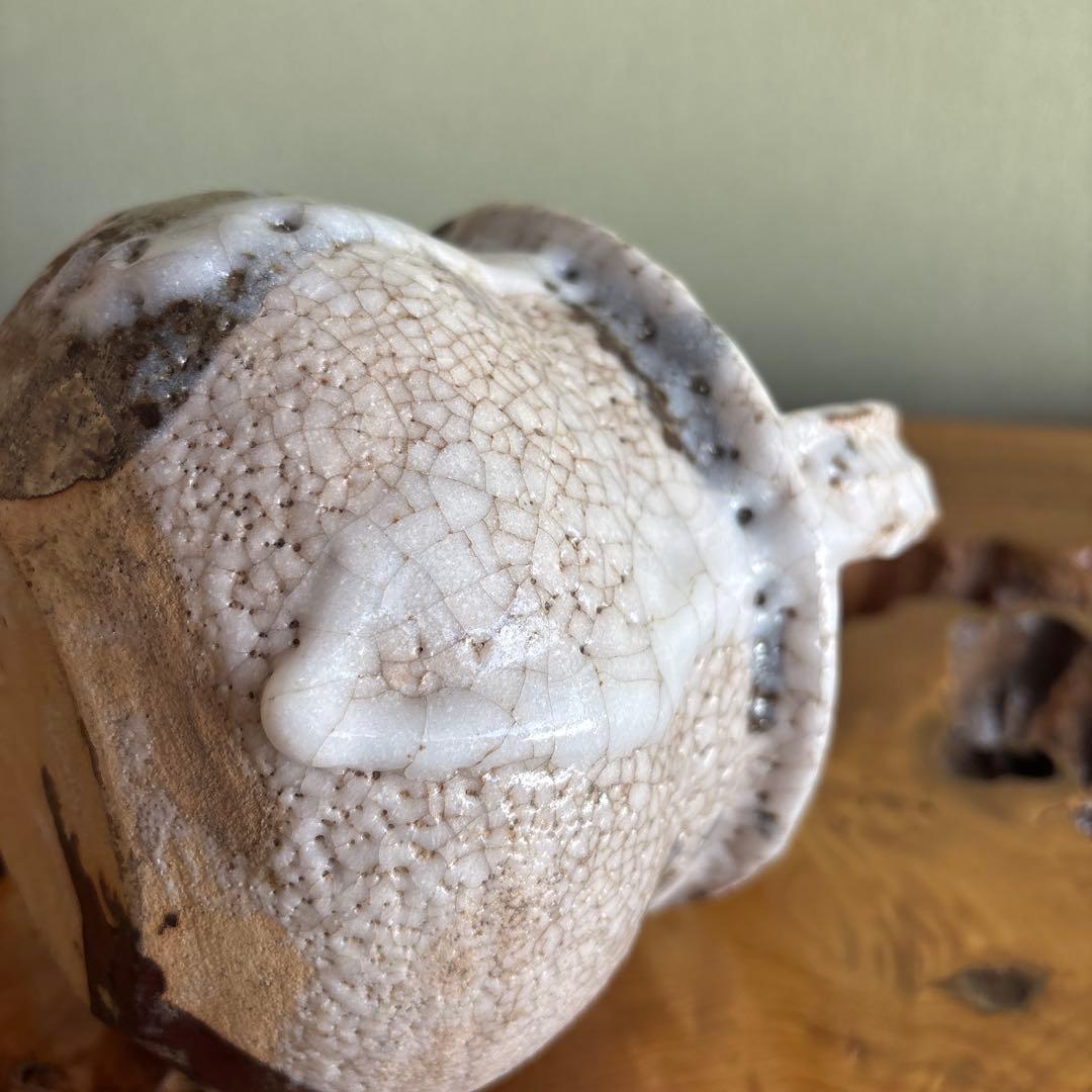 志野焼 手付花入 小崎一陽造 陶芸 共箱