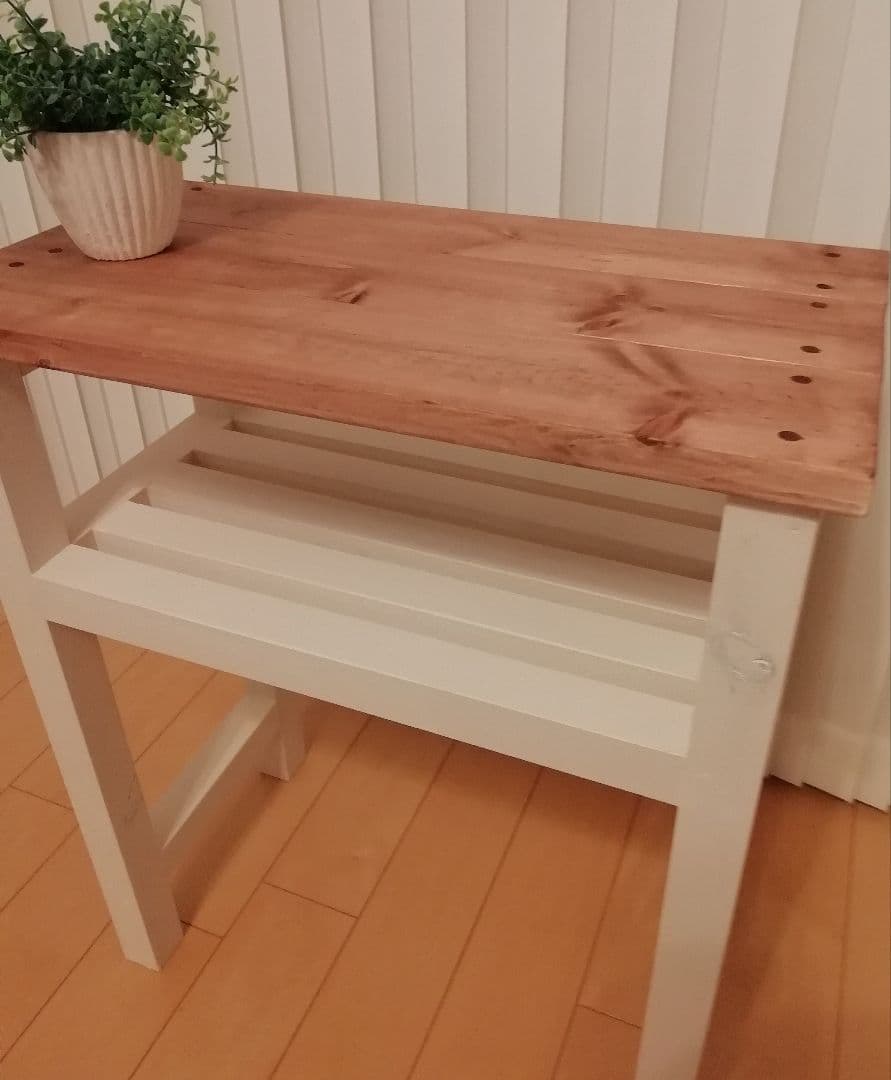 ハンドメイドシェルフ/テーブル/木製/ホワイト【送料込み】