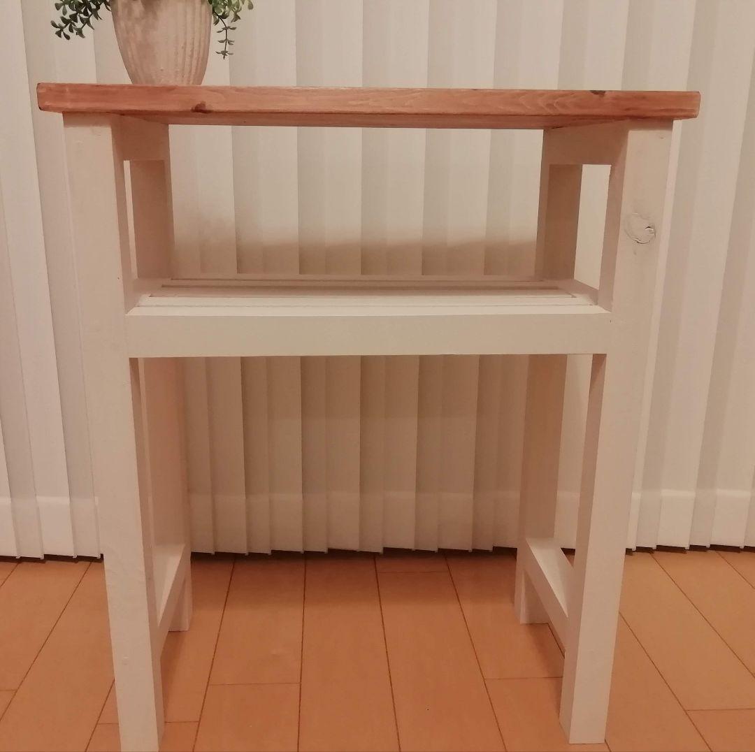 ハンドメイドシェルフ/テーブル/木製/ホワイト【送料込み】