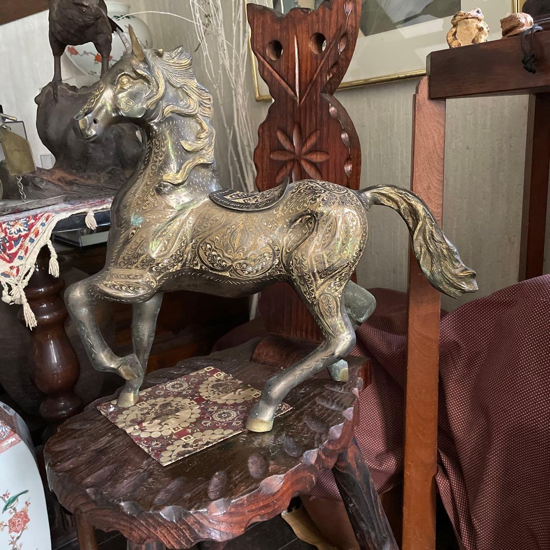 青銅　馬　置物