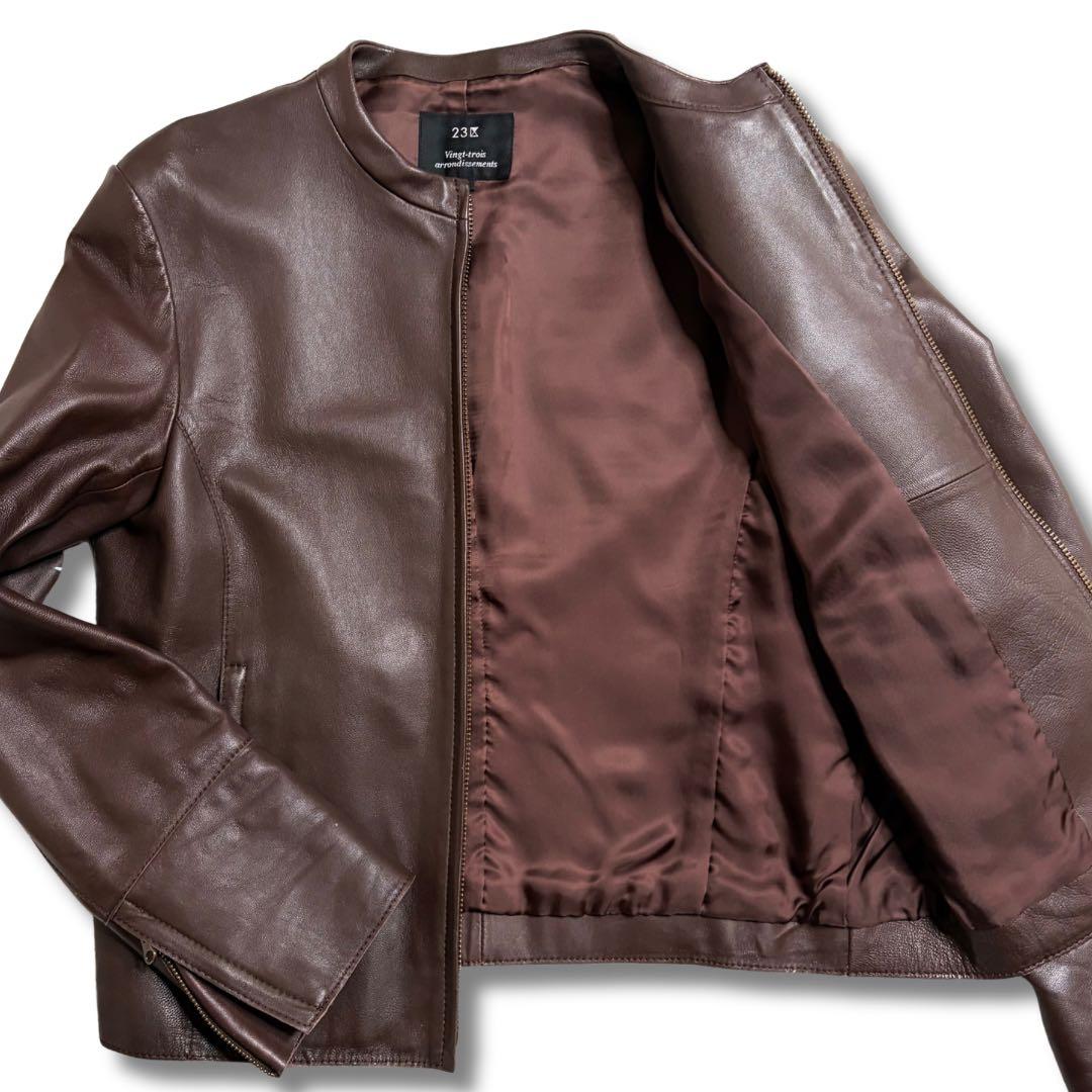 極美品✨23区 シングルライダース ジャケット ラムレザー 羊革 本革 40