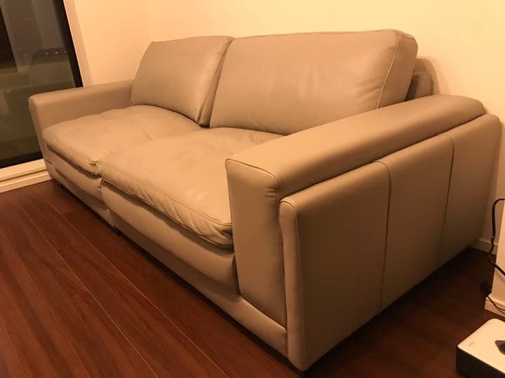 90万円程 幅254cm イタリア製総本革2.5掛けソファ/ソファベッド