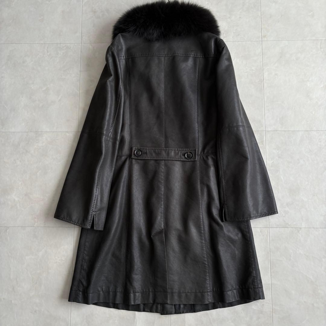 90s vintage ARTISAN 羊革 フォックスロングコート 黒 11号