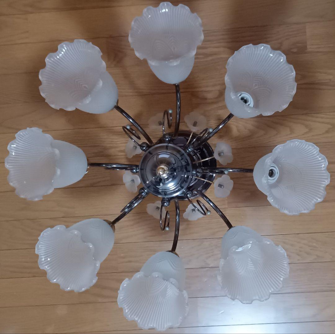 90年代 ナショナル 8灯シャンデリア 約70cm 17口金 ※電球なし