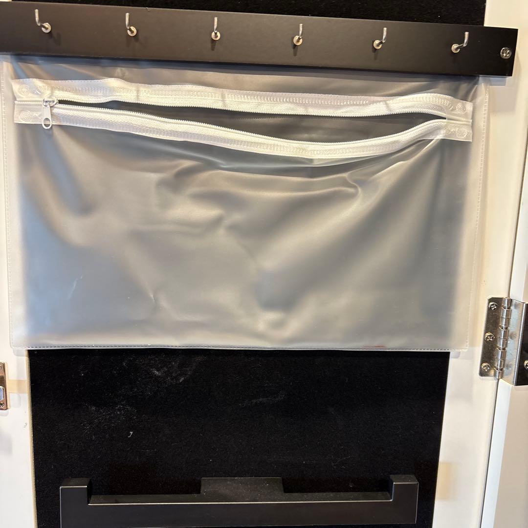 ぽんず　ホワイト スタンドミラー 収納付き　アクセサリーケース　姿見