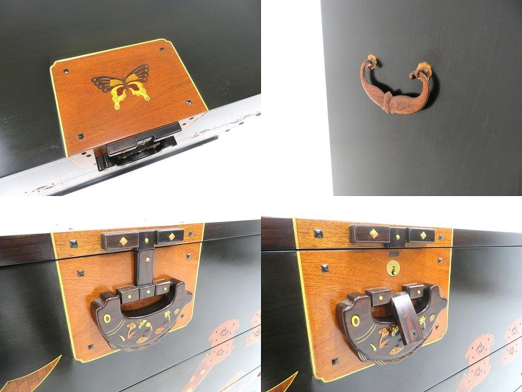 展示品　唐木細工　象嵌細工　バンダジ　李朝　チェスト　箪笥　タンス　伝統工芸